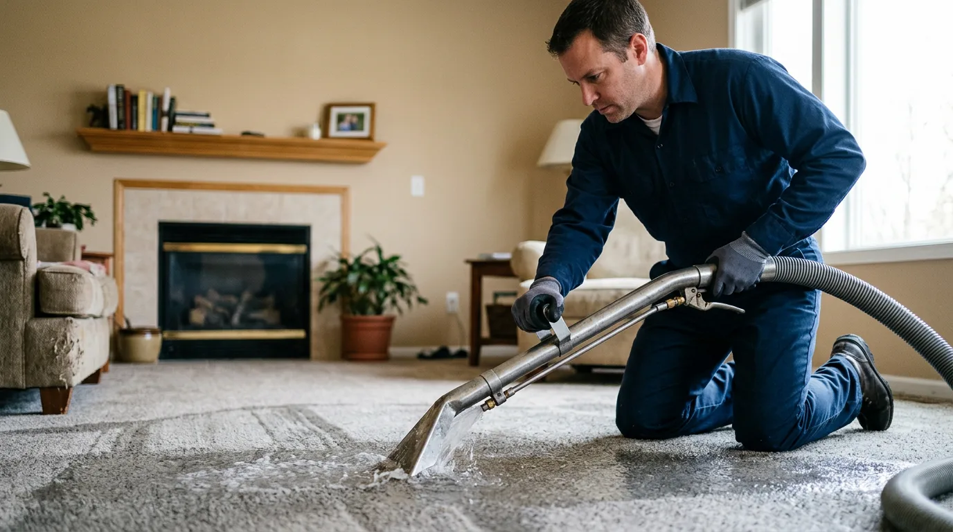 Water damage restoration technician working near Saragosa, TX